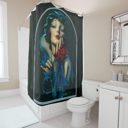 prachtige vrouwelijke print uit de jaren 20 douchegordijn (In situ)