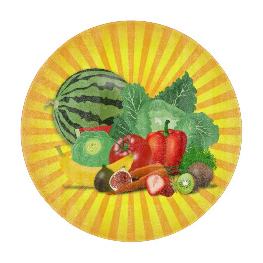 Prachtige Vruchten Groente en Zon Snijplank (Voorkant)