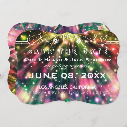 Prachtige vuurwerk trouwkaart Save the Date Kaart (Voorkant / Achterkant)