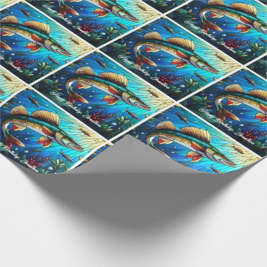 Prachtige Walleye Pike in Lake Cadeaupapier (Hoek)