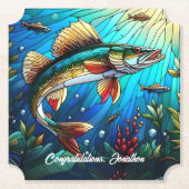 Prachtige Walleye Pike in Lake Kartonnen Onderzetters (Voorkant)