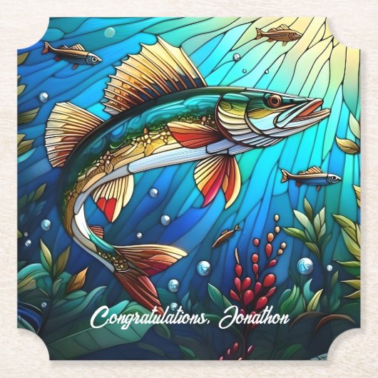 Prachtige Walleye Pike in Lake Kartonnen Onderzetters (Voorkant)