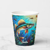 Prachtige Walleye Pike in Lake Papieren Bekers (Voorkant)