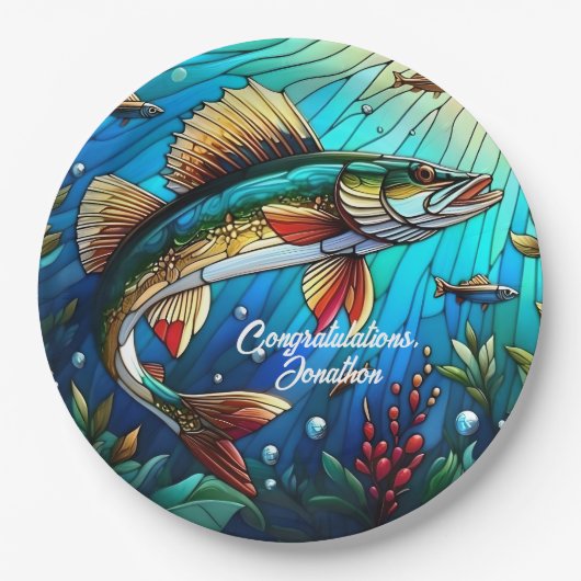 Prachtige Walleye Pike in Lake Papieren Bordje (Voorkant)