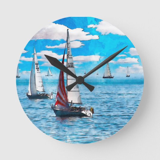 Prachtige wandklok - zeilboten (Voorkant)