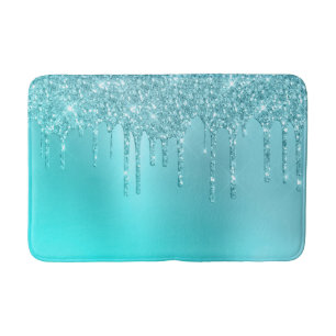 Prachtige waterblauwe munt en turquoise glitter dr badmat