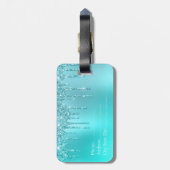 Prachtige waterblauwe munt en turquoise glitter dr bagagelabel (Achterkant verticaal)