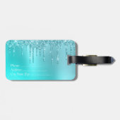 Prachtige waterblauwe munt en turquoise glitter dr bagagelabel (Achterkant horizontaal)