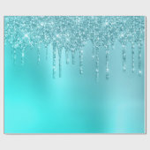 Prachtige waterblauwe munt en turquoise glitter dr cadeaupapier (Vlak)