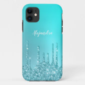 Prachtige waterblauwe munt en turquoise glitter dr Case-Mate iPhone case (Achterkant)