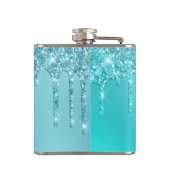 Prachtige waterblauwe munt en turquoise glitter dr heupfles (Achterkant)