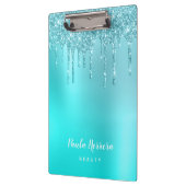 Prachtige waterblauwe munt en turquoise glitter dr klembord (Links)