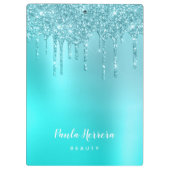 Prachtige waterblauwe munt en turquoise glitter dr klembord (Achterkant)