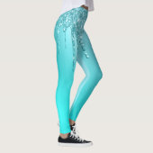Prachtige waterblauwe munt en turquoise glitter dr leggings (Rechts)