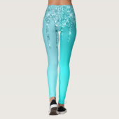 Prachtige waterblauwe munt en turquoise glitter dr leggings (Achterkant)