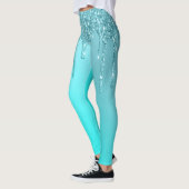 Prachtige waterblauwe munt en turquoise glitter dr leggings (Links)