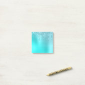 Prachtige waterblauwe munt en turquoise glitter dr post-it® notes (Op bureau)