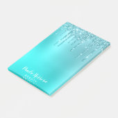 Prachtige waterblauwe munt en turquoise glitter dr post-it® notes (Schuin)