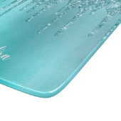 Prachtige waterblauwe munt en turquoise glitter dr snijplank (Hoek)