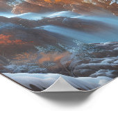 Prachtige waterval in een besneeuwd bos poster (Hoek)