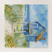Prachtige Waterverf Beach Cottage Legpuzzel (Horizontaal)