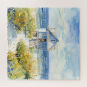 Prachtige Waterverf Beach Cottage Legpuzzel (Horizontaal)