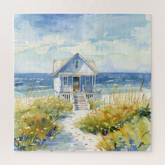 Prachtige Waterverf Beach Cottage Legpuzzel (Verticaal)