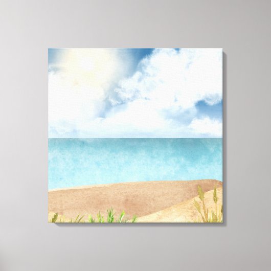 Prachtige Waterverf Beach Scene Canvas Afdruk (Voorkant)