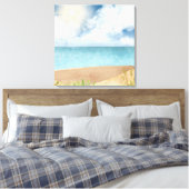 Prachtige Waterverf Beach Scene Canvas Afdruk (Insitu (Slaapkamer))