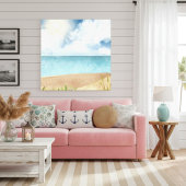 Prachtige Waterverf Beach Scene Canvas Afdruk