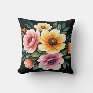 Prachtige waterverf bloem kussen