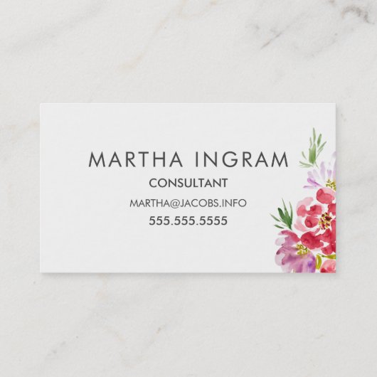 Prachtige waterverf bloem visitekaartje (Achterkant)