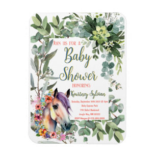Prachtige Waterverf Bloemen Paard Baby shower Magneet