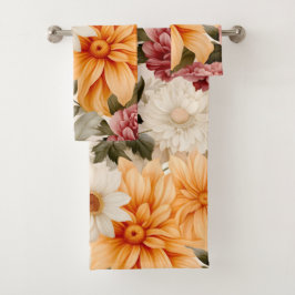 Prachtige Waterverf bloemenprint Oranje Herfst Bad Handdoek