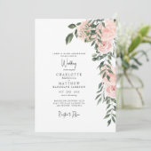 Prachtige Waterverf Blush Floral White Wedding Kaart (Staand voorkant)