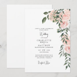 Prachtige Waterverf Blush Floral White Wedding Kaart