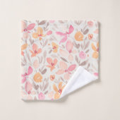 Prachtige Waterverf Blush Peach Floral Print Bad Handdoek (Wasdoekje)