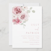 Prachtige Waterverf Blush & Sage Bloemen Bruiloft Kaart (Voorkant)