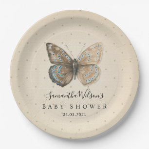 Prachtige Waterverf Butterfly Baby shower Papieren Bordje
