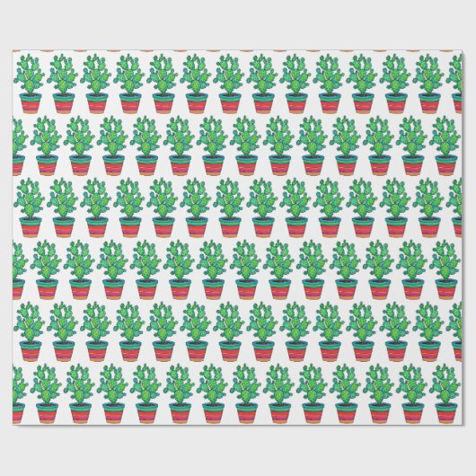 Prachtige Waterverf cactus in prachtige pot Cadeaupapier (Vlak)