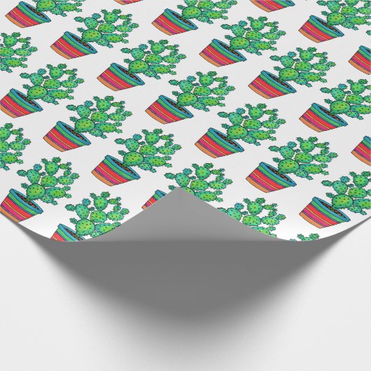 Prachtige Waterverf cactus in prachtige pot Cadeaupapier (Hoek)