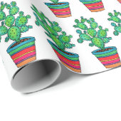 Prachtige Waterverf cactus in prachtige pot Cadeaupapier (Rol Hoek)