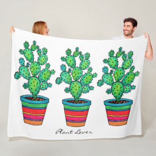 Prachtige Waterverf cactus in prachtige pot Fleece Deken