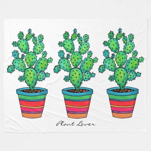 Prachtige Waterverf cactus in prachtige pot Fleece Deken (Voorkant (Horizontaal))