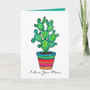 Prachtige Waterverf cactus in prachtige pot Kaart
