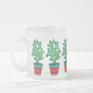 Prachtige Waterverf cactus in prachtige pot Matglas Koffiemok