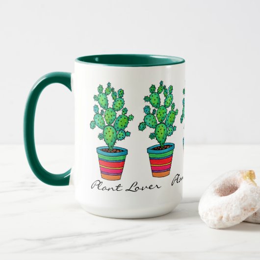 Prachtige Waterverf cactus in prachtige pot Mok (Met donut)