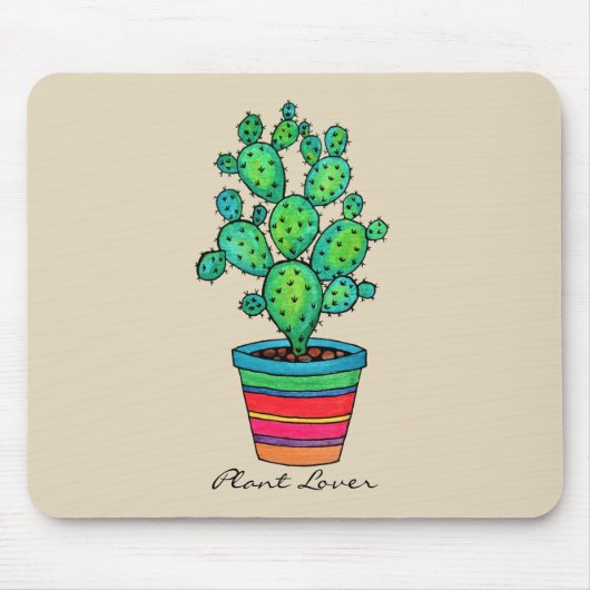 Prachtige Waterverf cactus in prachtige pot Muismat (Voorkant)