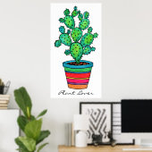 Prachtige Waterverf cactus in prachtige pot Poster (Thuiskantoor)
