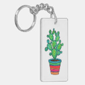 Prachtige Waterverf cactus in prachtige pot Sleutelhanger (Voorkant Links)